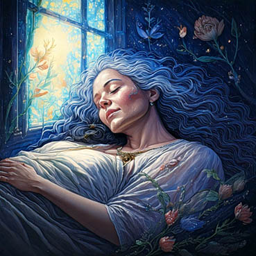Sleeping woman close to an open window
